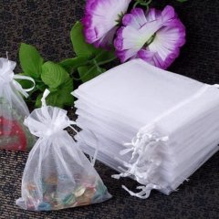 (image for) 100 New White Drawstring Jewelry Gift Pouches 10x8cm