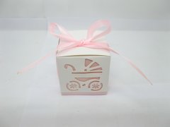 (image for) 50 Baby Carriage Cutout Bomboniere Gifts Boxes - Baby Pink