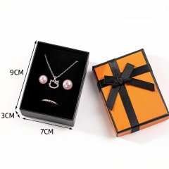 (image for) 12Pcs Delicate Orange Bow Tie Ring Necklace Earring Boxes 7x9cm Jewelry Gift Box