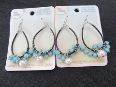(image for) 12Pairs Fashion Dangle Hoop Earring Oval Shape