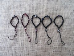 6Pkts X 12Pcs Knitted Mobile Phone Tags Straps with Stone Beads 6Pkts X 12Pcs Knitted Mobile Phone Tags Straps with Stone Beads