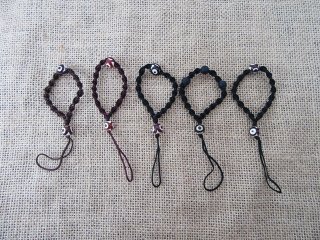 (image for) 6Pkts X 12Pcs Knitted Mobile Phone Tags Straps with Stone Beads