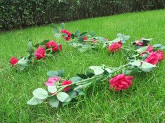 (image for) 4Pcs Rose Leaf Wall Hanging Garland Wedding Flower Arch Garden D