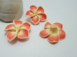 (image for) 100Pcs Orange Fimo Beads Frangipani Flower Jewellery Finding 34m