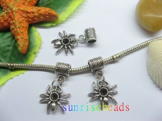 20pcs Tibetan Silver Bail Beads European Beads w/Dangle Spider