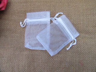 98Pcs White Drawstring Jewelry Gift Pouches 7x5cm jew-b-ch376