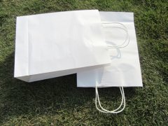 50 White Kraft Paper Bags with Carrying Strap 33x25x9cm 50 White Kraft Paper Bags with Carrying Strap 33x25x9cm
