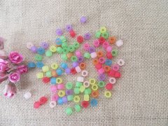 (image for) 1000 Frosted Clear Candy Color Barrel Pony Beads 8mm Mixed