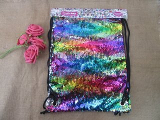3Pcs Shiny Sequin Drawstring Backpack Lightweight Shoulder Rucks