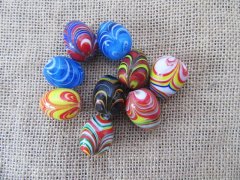 20Pcs Oval Handmade Glass Egg 29x22mm Mixed Color