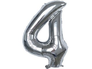(image for) 6Pcs Silver Numbers 4 Air-Filled Foil Balloons Party Decor