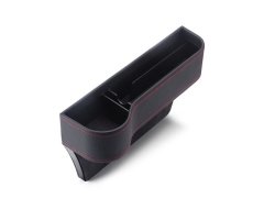(image for) 1Pc Black Car Seat Gap Organizer Storage Box Side Pocket w/Cup