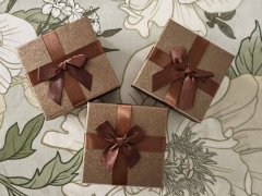 (image for) 10Pcs Coffee Ring Necklace Earring Boxes w/Bow 85x85mm Jewelry Gift Box