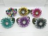 1X Colorful Flower Bangle Bracelet Cuff Watch w/Rhinestone 1X Colorful Flower Bangle Bracelet Cuff Watch w/Rhinestone