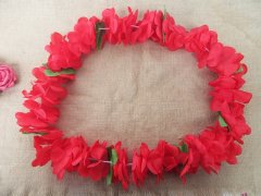 (image for) 2 x 12 Pieces Red Hawaiian Dress Party Flower Leis/Lei Petal 8.5cm Dia