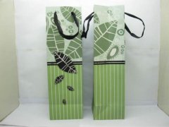 (image for) 12X Green Leaf Wine Bottle Carrier Paper Gift Bags