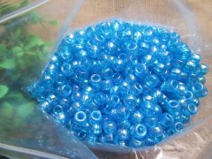 (image for) 500g Transparent Blue Barrel Pony Beads Loose Bead 8mm