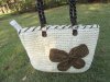 1X Beach Retro Straw Rattan Wicker Handbag Knitted Bag with Bowk