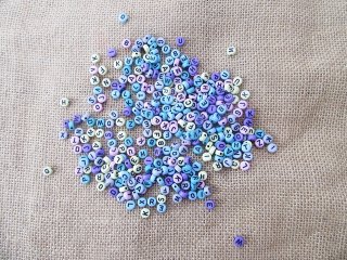 6Packs x 340Pcs Flat Round Plastic Alphabet Beads Mixed Color