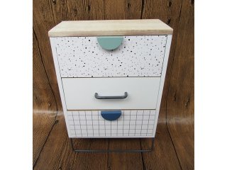 1X Wooden Storage Box Cabinet 3 Drawer Display 21x10x31.5cm
