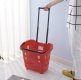 1X Plastic Red Rolling Shopping Baskets with 2 wheels