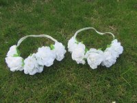 6Pcs Elastic Rose Flower Forehead Garland Headpiece Hair Band