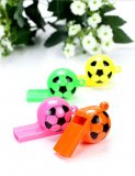 100Pcs Funny Football Whistles with String Mixed Color