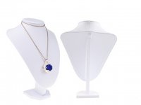 1X White Leatherette Necklace Display Bust Stand 29cm High