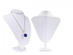 1X White Leatherette Necklace Display Bust Stand 29cm High