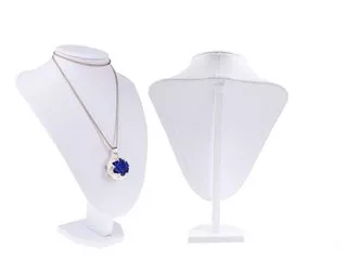 1X White Leatherette Necklace Display Bust Stand 29cm High