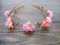1X Pink Flower Forehead Garland Headband Hairclip Headwear 1X Pink Flower Forehead Garland Headband Hairclip Headwear