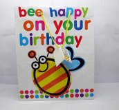 50Pcs "Birthday" Paper Gift Shopping Bags - Cartoon Bee