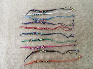 10Pcs Handmade Unique Eyeball Knitted Bracelets Mixed