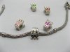 20 Metal Crown Enamel Thread European Beads