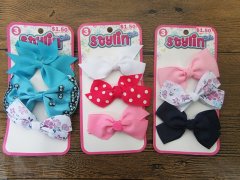 1Sheet x 3Pcs Hair Clips with Bowknot Assorted