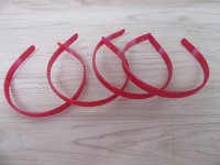 20Pcs Red Headbands Hair Clips Craft for DIY 12MM