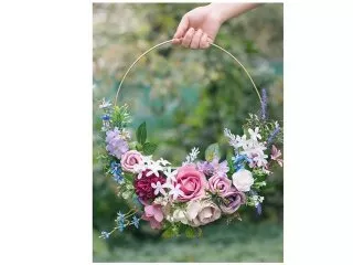 1Pc 50cm Dia Golden Circle Hoop Flower Display Table Stand