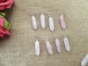 10 Silver Wire Wrapped Rose Quartz Pendant Hexagon Prism Beads