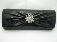 1Pc Black Leatherette Evening Handbag Wedding Clutch Bag