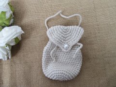 3Pcs Cute Off-White Crochette Coin Purse Pearl Lock Coin Pouch