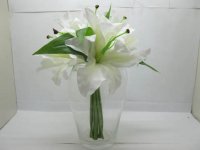 1X Lily Bridal Bouquet Holding Flowers Wedding Favor White