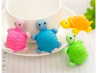 36Pcs Novelty Cartoon Tortoise Shape Erasers Mixed Color