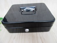 1Set Metal Black Cash Box Coin Bank 25x20x8.5cm