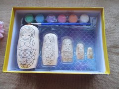 1Set Paint Your Own Wooden Stacking Mermaid Kids Craft