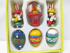 12Sets X 6pcs Wooden Hangs Easter Ornaments 12Sets X 6pcs Wooden Hangs Easter Ornaments
