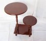 New Round Wooden Double Side Table on Pedestal