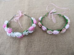 1Pc Floral Headpiece Hair Garland Wreath Flower Random Design