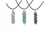 3Pcs Crystal Stone Sword Shape Handmade Silver Wire Winding
