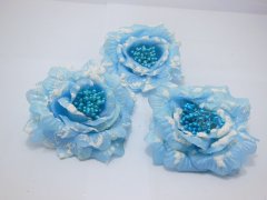 1Piece Blue Peony Flower Elastic Scrunchies & Brooch Hair Elasti