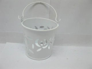 10 White Hollow Mini Tin Pail Bucket Wedding Favor (image for) 10 White Hollow Mini Tin Pail Bucket Wedding Favor